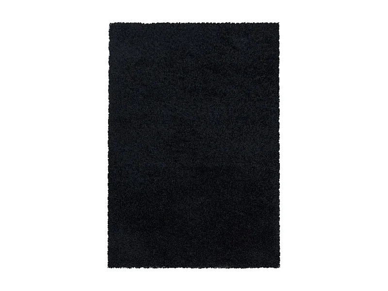 Tapis poils longs shaggy 200x290 rectangle tissé noir motif uni UNI I
