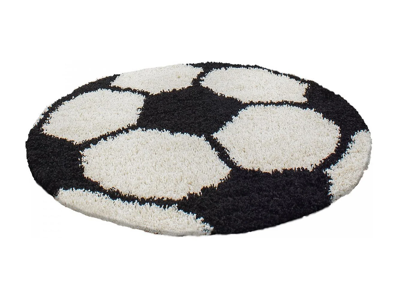 Tappeto per bambini Ø120 cm tessuto rotondo nero e crema SHAGGY FOOT