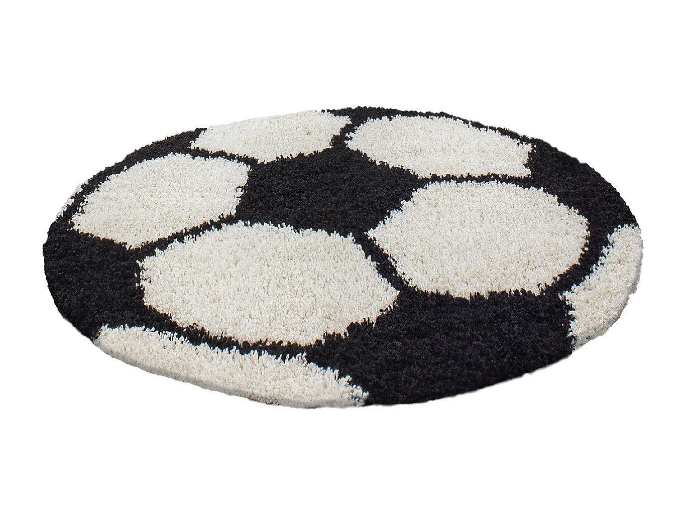 Tappeto per bambini Ø120 cm tessuto rotondo nero e crema SHAGGY FOOT