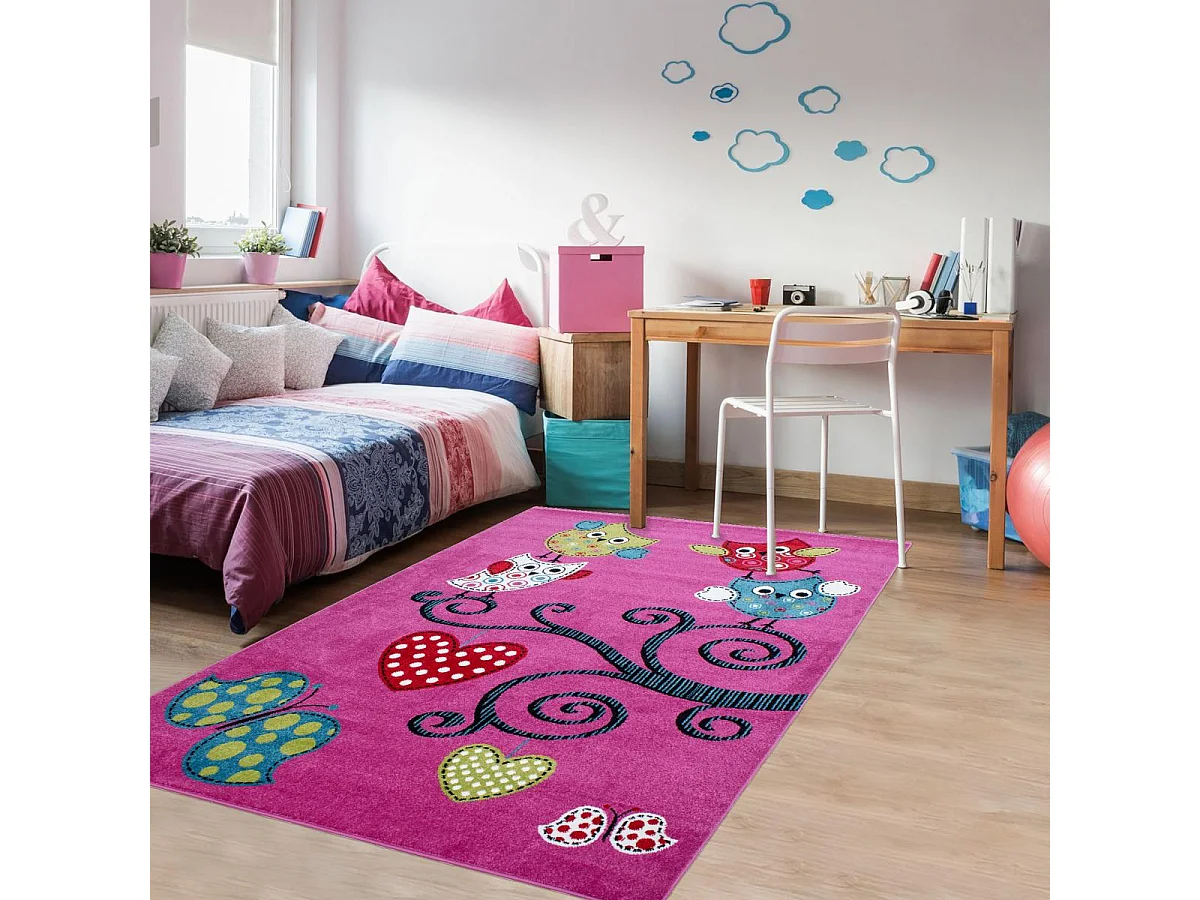 Tapis enfant 160x230 rectangle tissé violet et gris KID'S