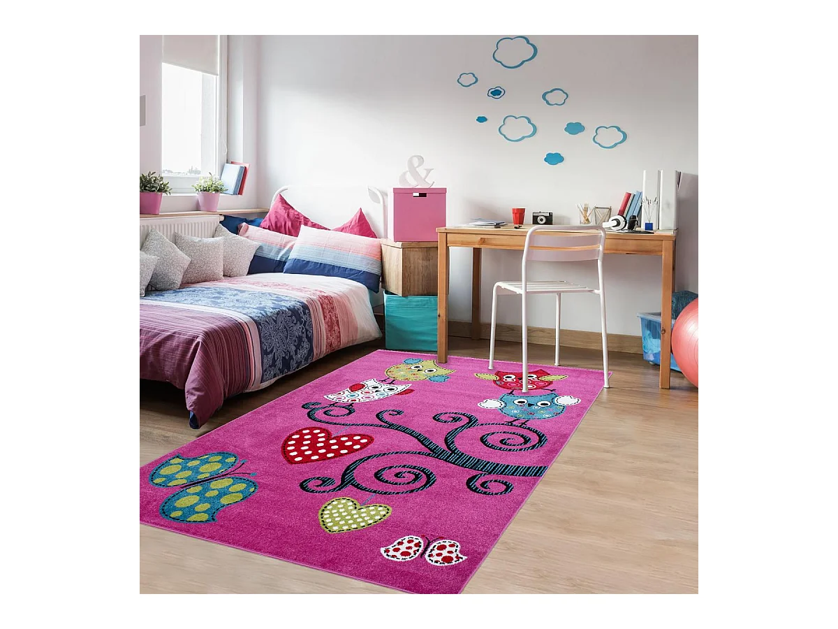 Tapis enfant 160x230 rectangle tissé violet et gris KID'S