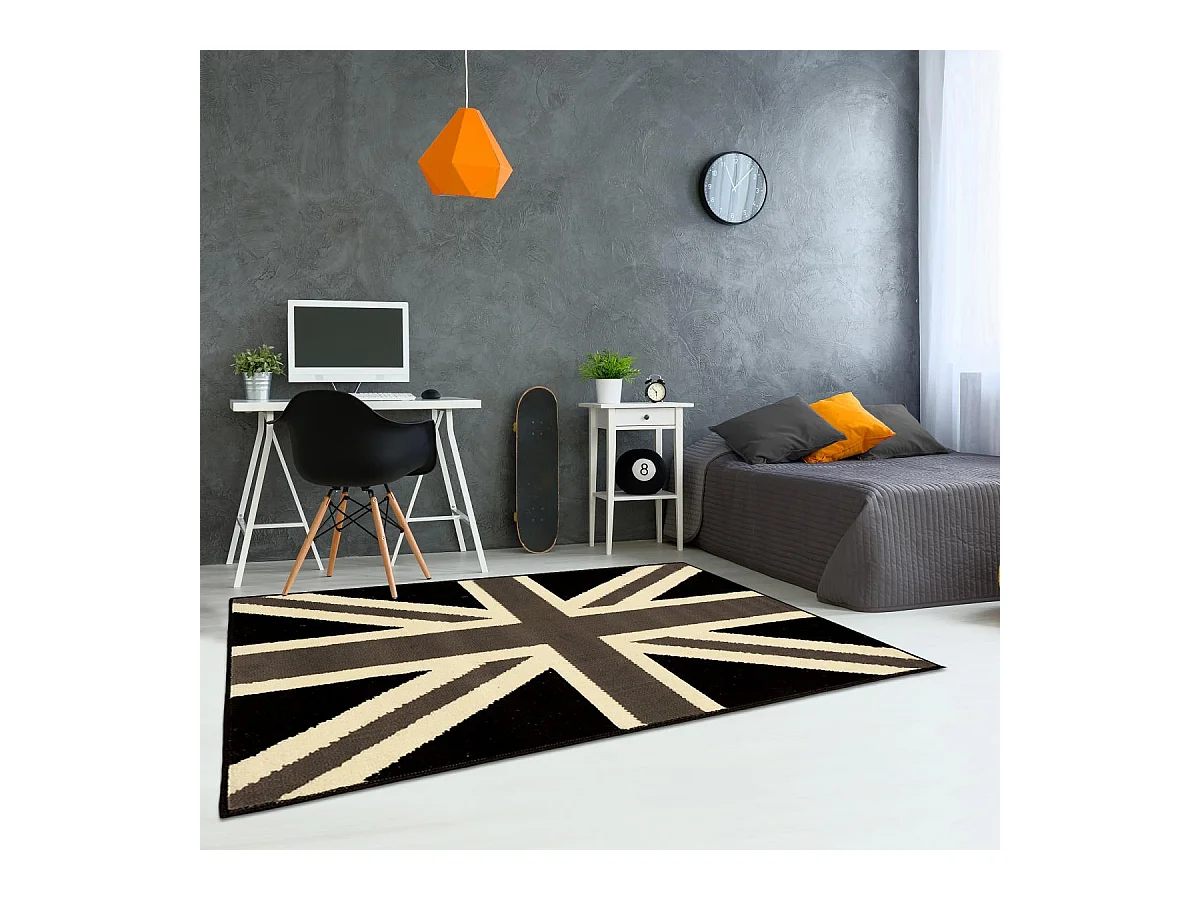Tapis enfant 60x110 rectangle tissé gris LYN1 UNIONJACK