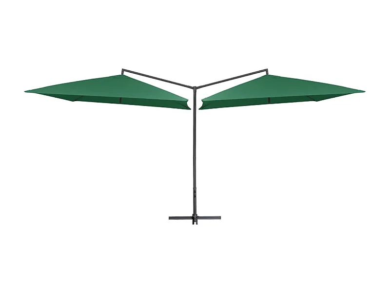 Sombrilla doble de jardín palo de acero verde 250x250 cm