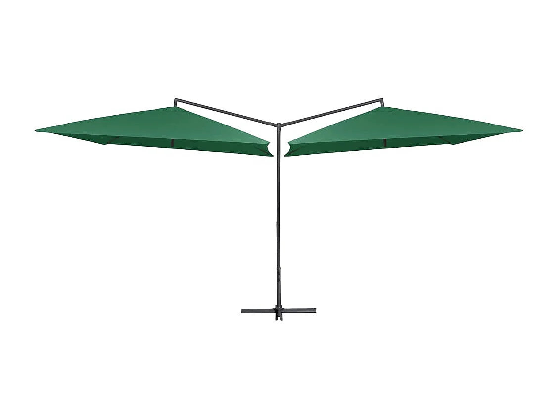Sombrilla doble de jardín palo de acero verde 250x250 cm