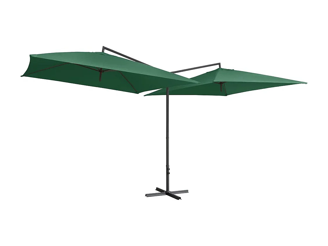 Sombrilla doble de jardín palo de acero verde 250x250 cm