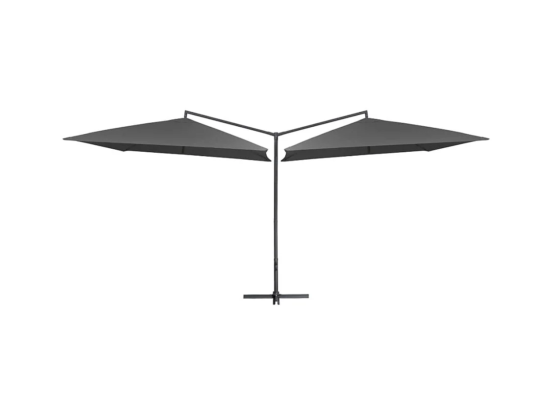Parasol double avec mât en acier 250 x 250 cm Anthracite
