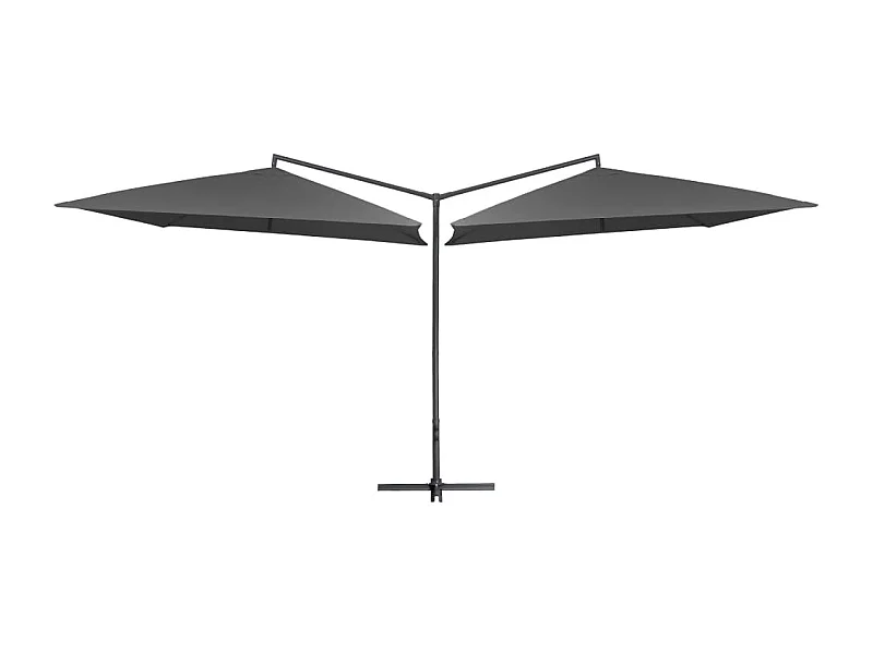 Parasol double avec mât en acier 250 x 250 cm Anthracite