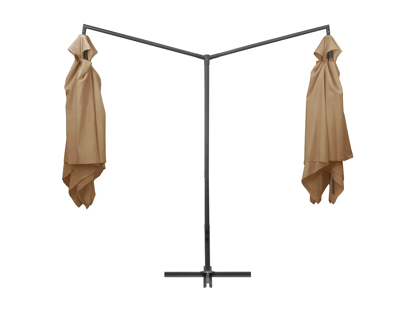 Guarda-sol duplo com mastro de aço 250x250 cm cinza-acastanhado