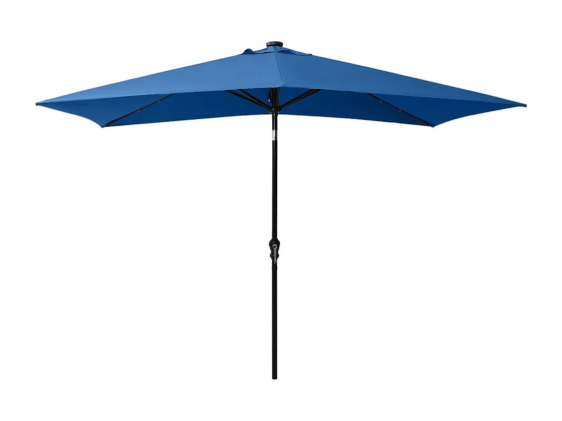 Parasol avec LED et mât en acier Bleu azuré 2x3 m