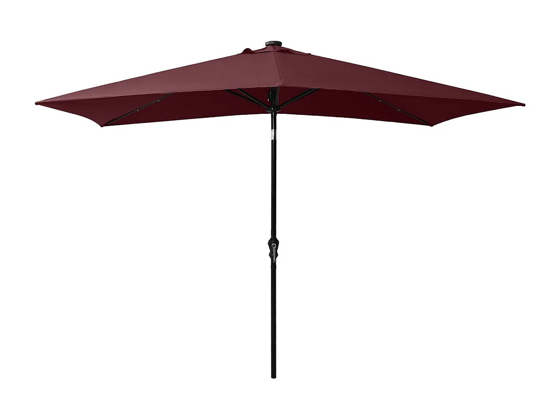 Parasol avec LED et mât en acier Rouge bordeaux 2x3 m