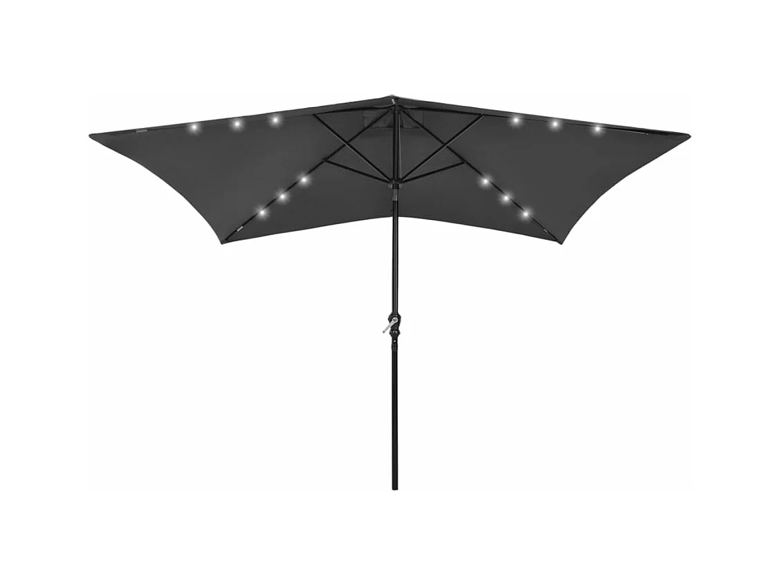 Parasol avec LED et mât en acier Anthracite 2x3 m