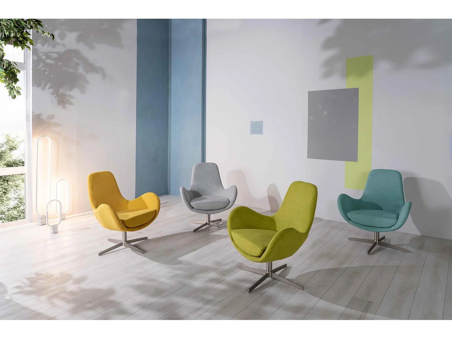 Olga Fauteuil pivotant en tissu vert