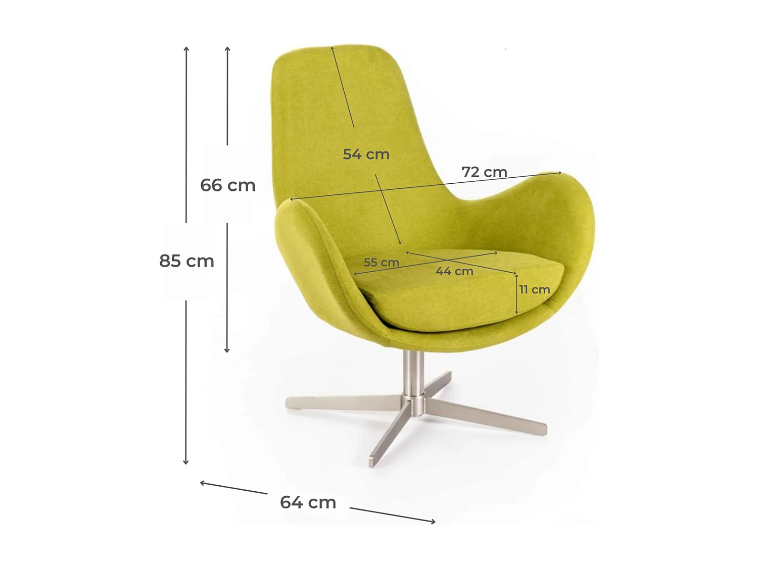 Olga Fauteuil pivotant en tissu vert