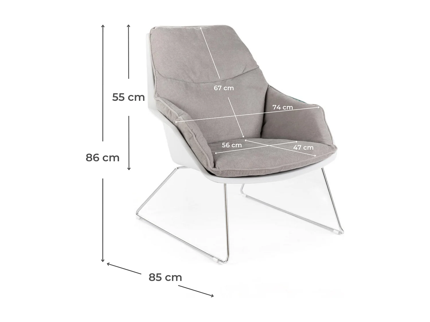 Grace Fauteuil en polypropylène gris