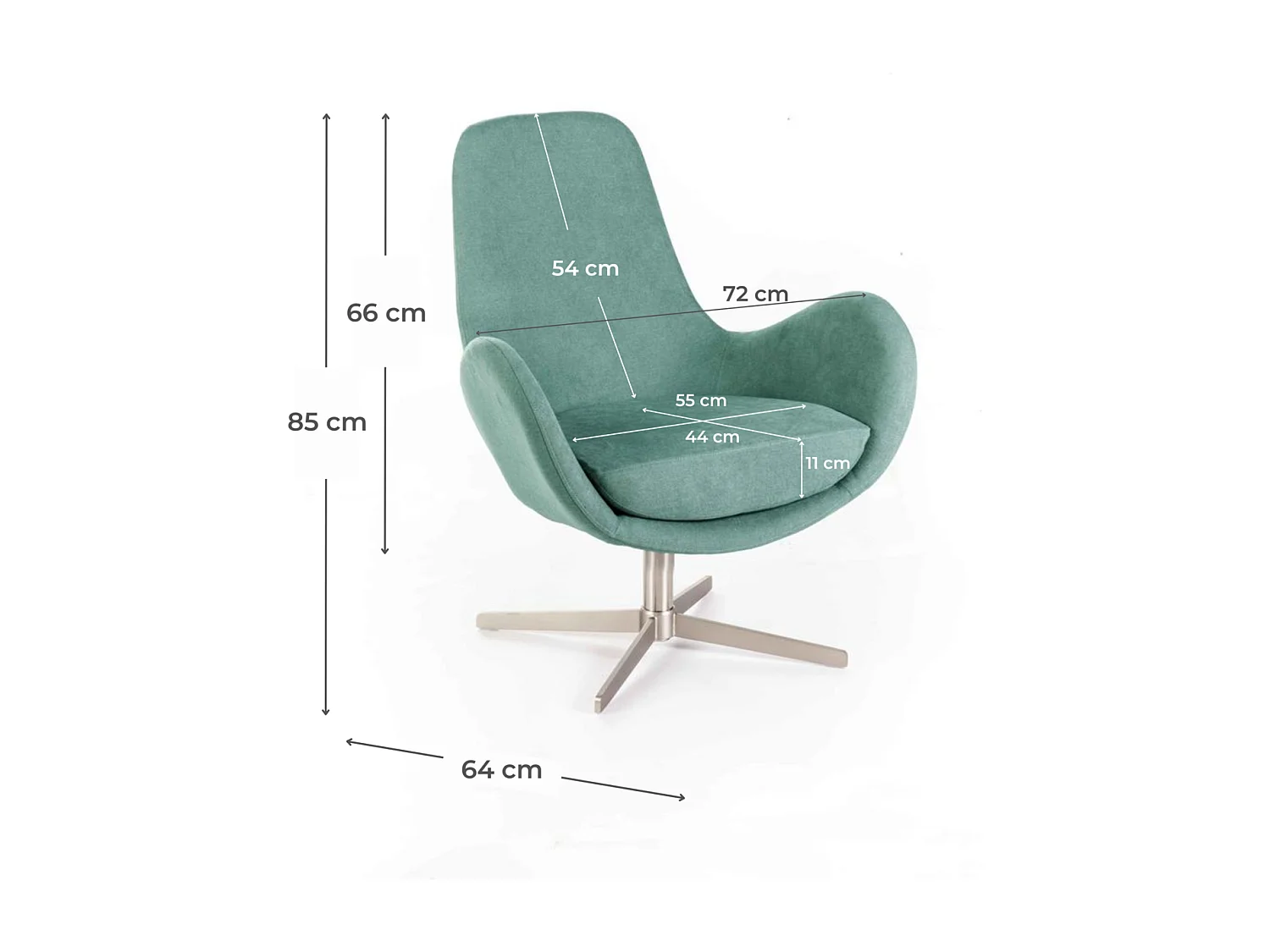 Olga - Drehsessel aus aquamarinfarbenem Stoff