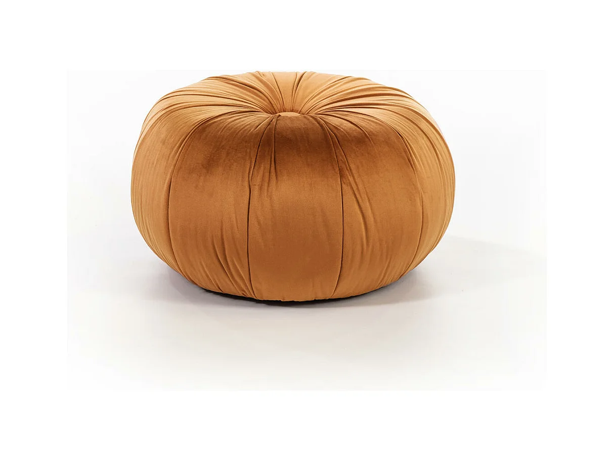 Kaia Pouf en velours orange