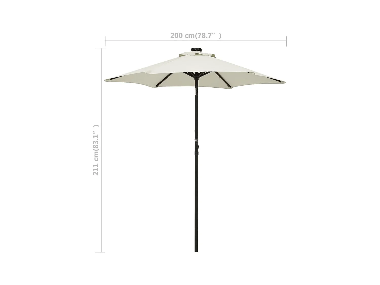 Parasol avec lumières LED Sable 200x211 cm Aluminium