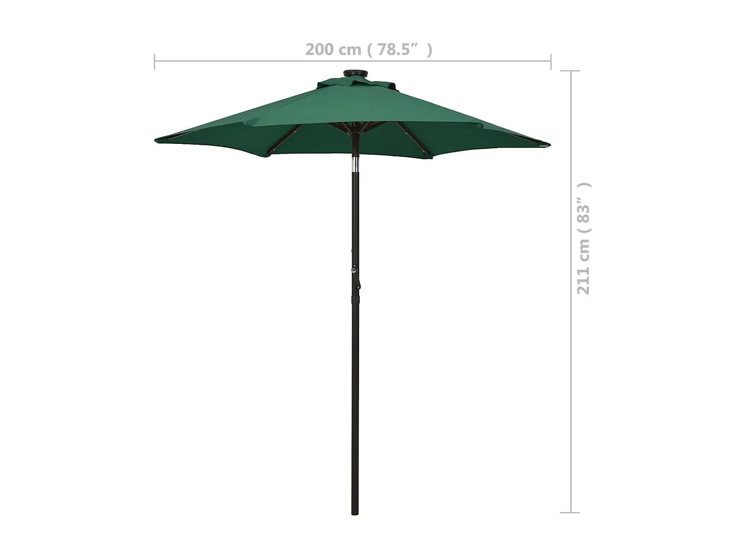 Parasol avec lumières LED Vert 200x211 cm Aluminium
