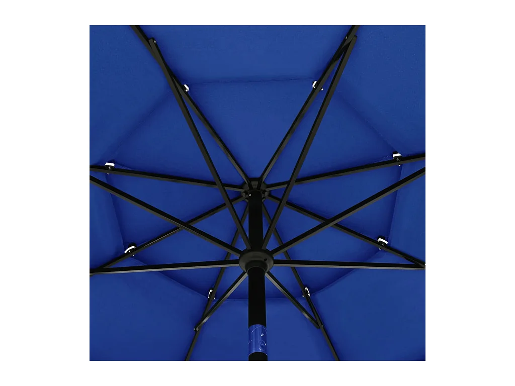 Guarda-sol de 3 camadas c/ poste de alumínio 3,5 m azul-ciano