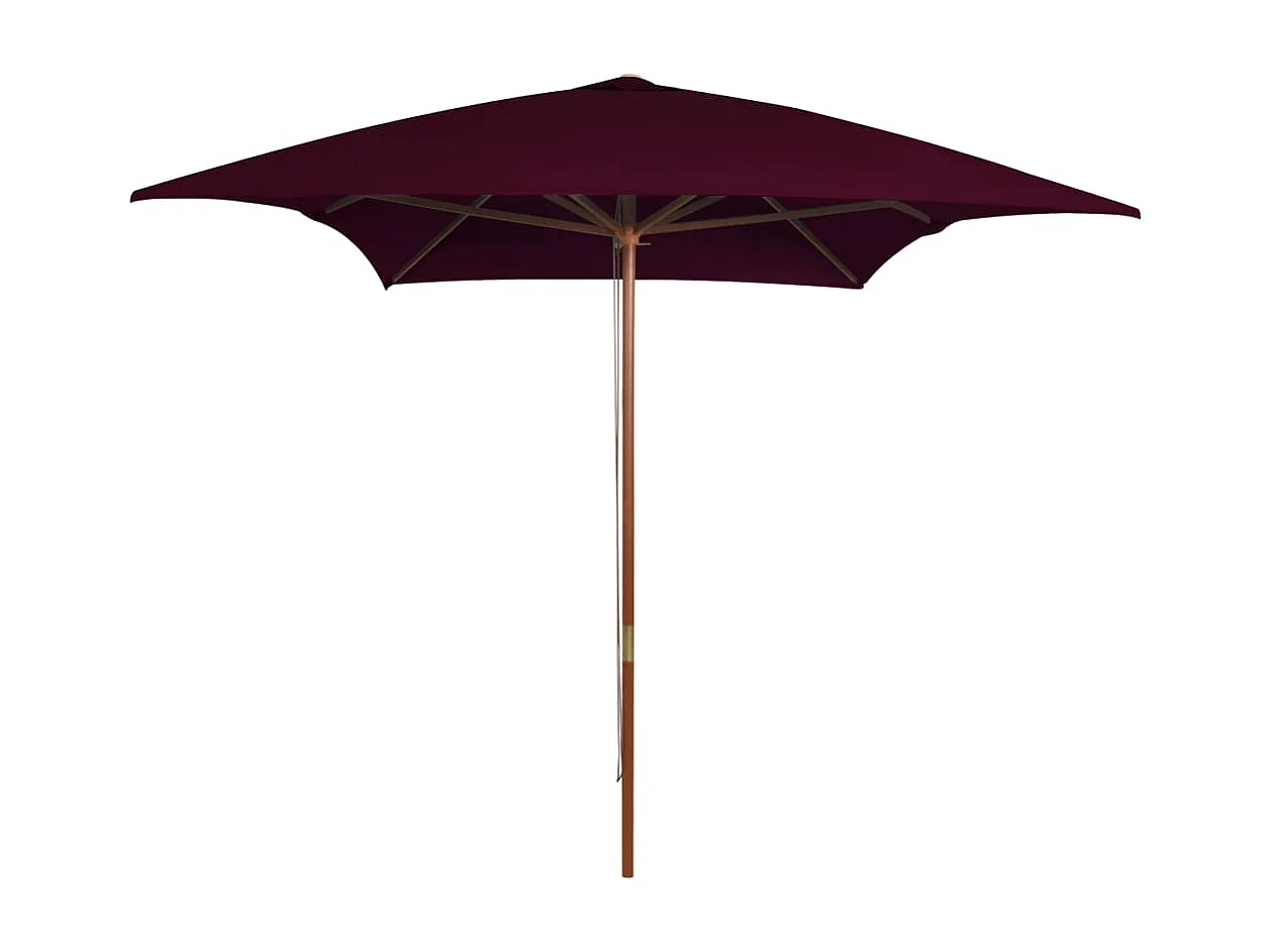 Parasol d'extérieur avec mât en bois Rouge bordeaux 200x300 cm