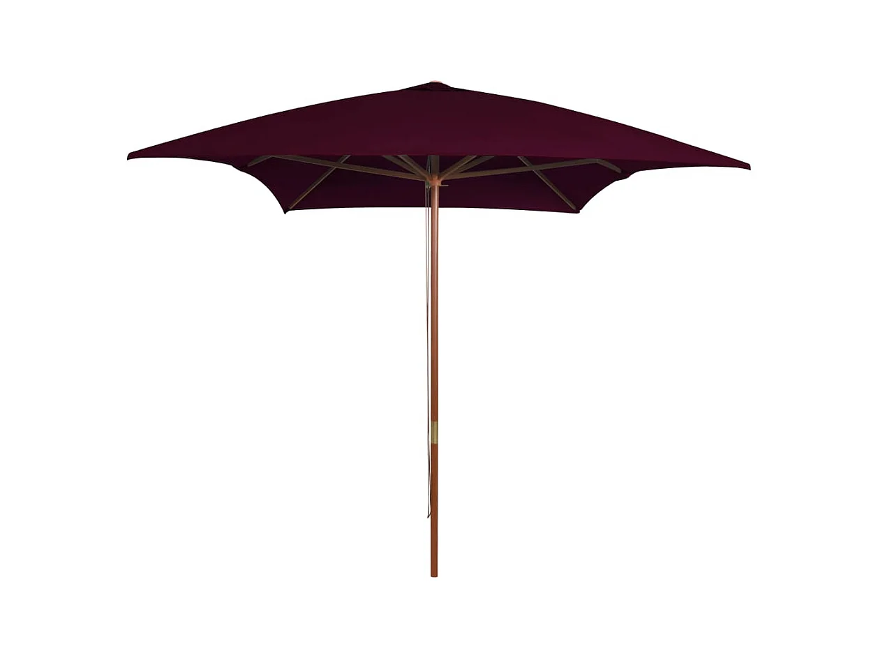 Parasol d'extérieur avec mât en bois Rouge bordeaux 200x300 cm