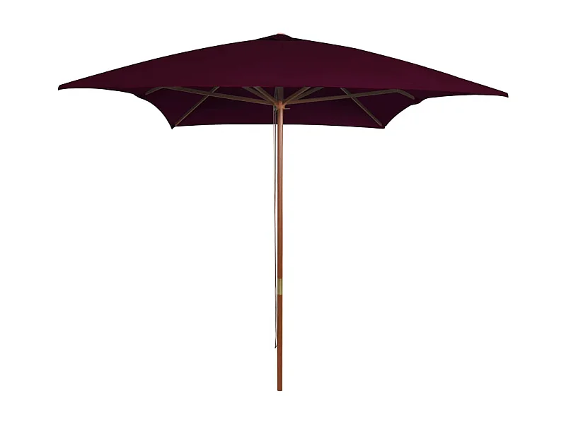 Parasol d'extérieur avec mât en bois Rouge bordeaux 200x300 cm