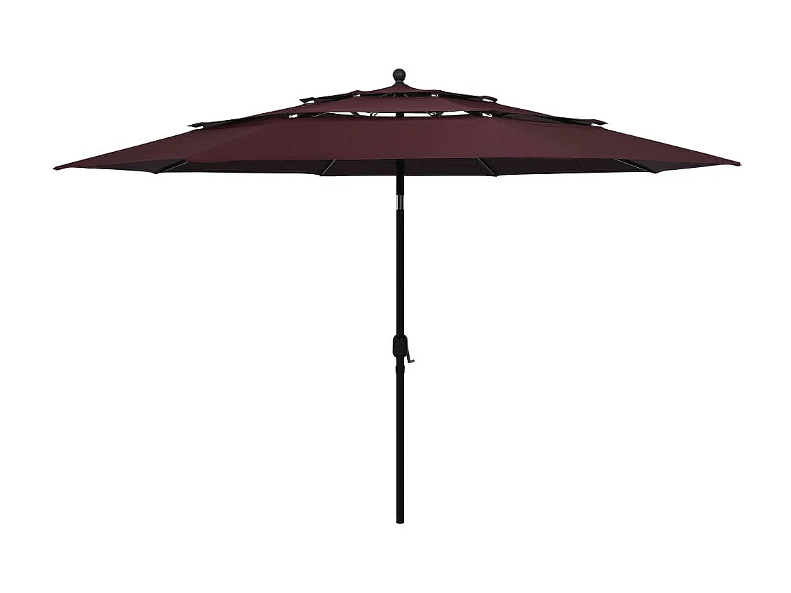 Guarda-sol de 3 camadas com poste de alumínio 3,5 m bordô