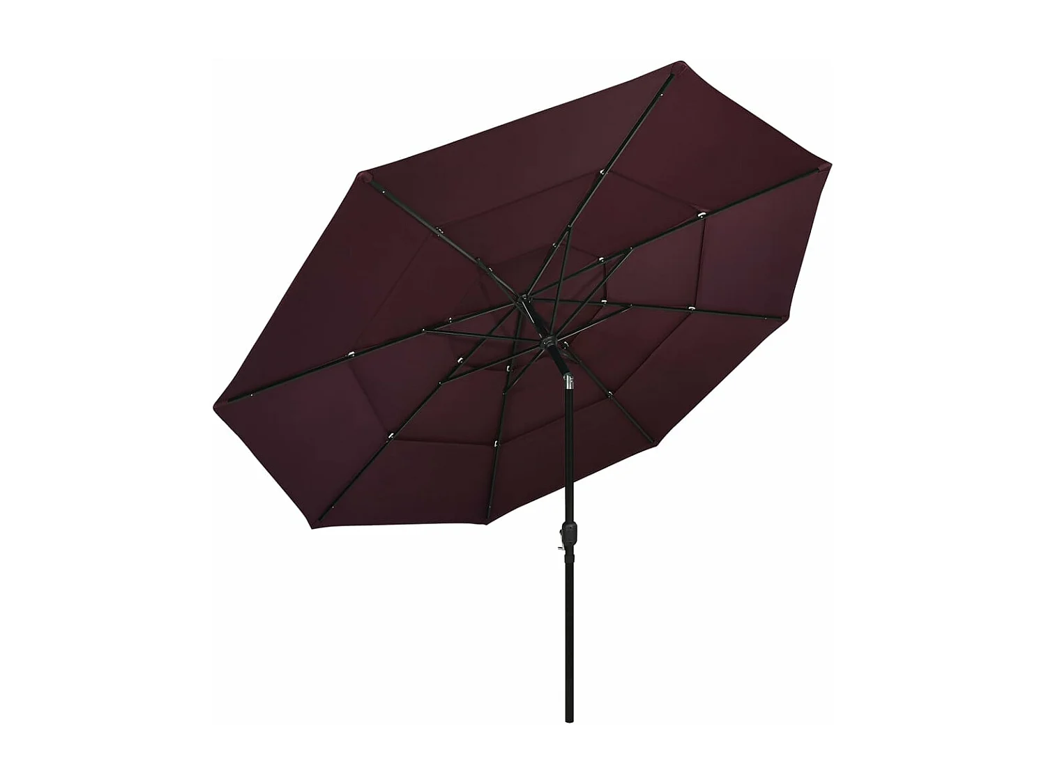 Guarda-sol de 3 camadas com poste de alumínio 3,5 m bordô