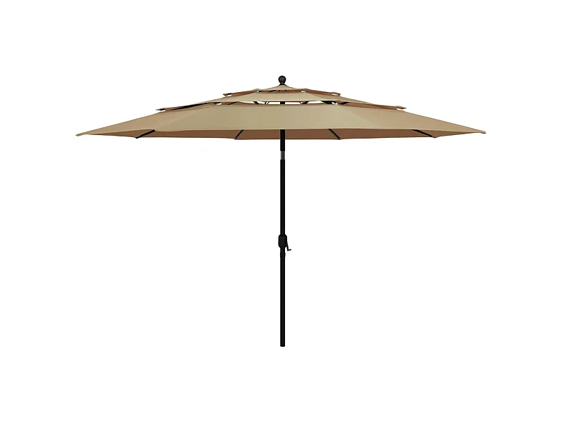 Guarda-sol de 3 camadas c/ poste de alumínio 3,5 m cinza-acast.