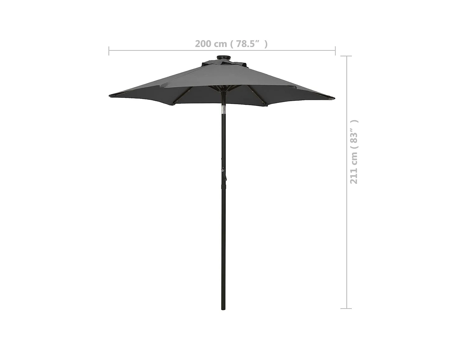 Parasol avec lumières LED Anthracite 200x211 cm Aluminium