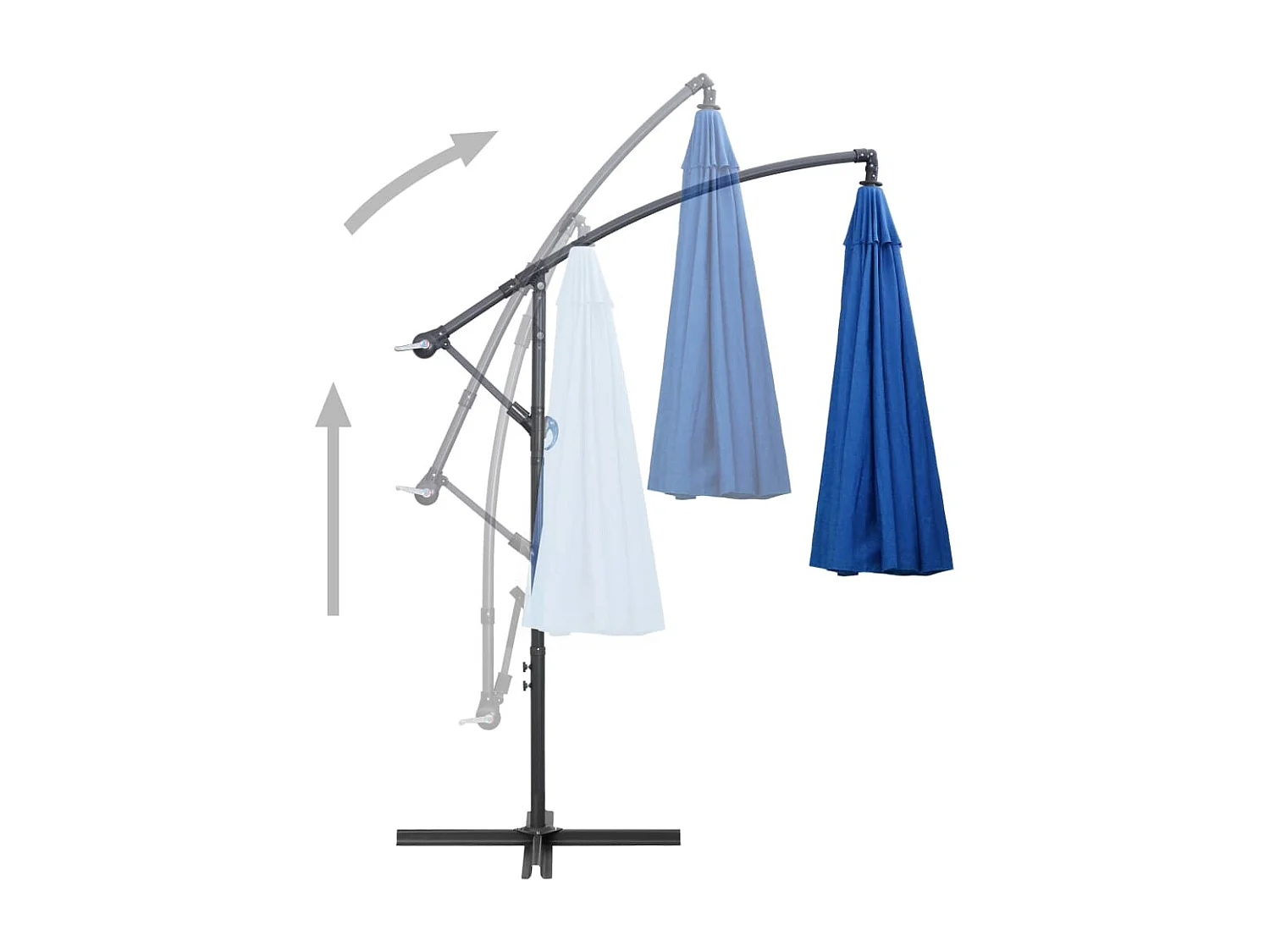 Guarda-sol suspenso 3 m mastro alumínio azul