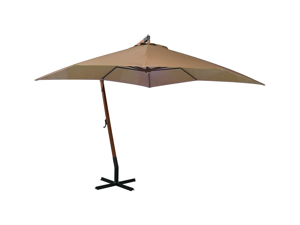 Parasol suspendu avec mât Taupe 3x3 m Bois de sapin massif