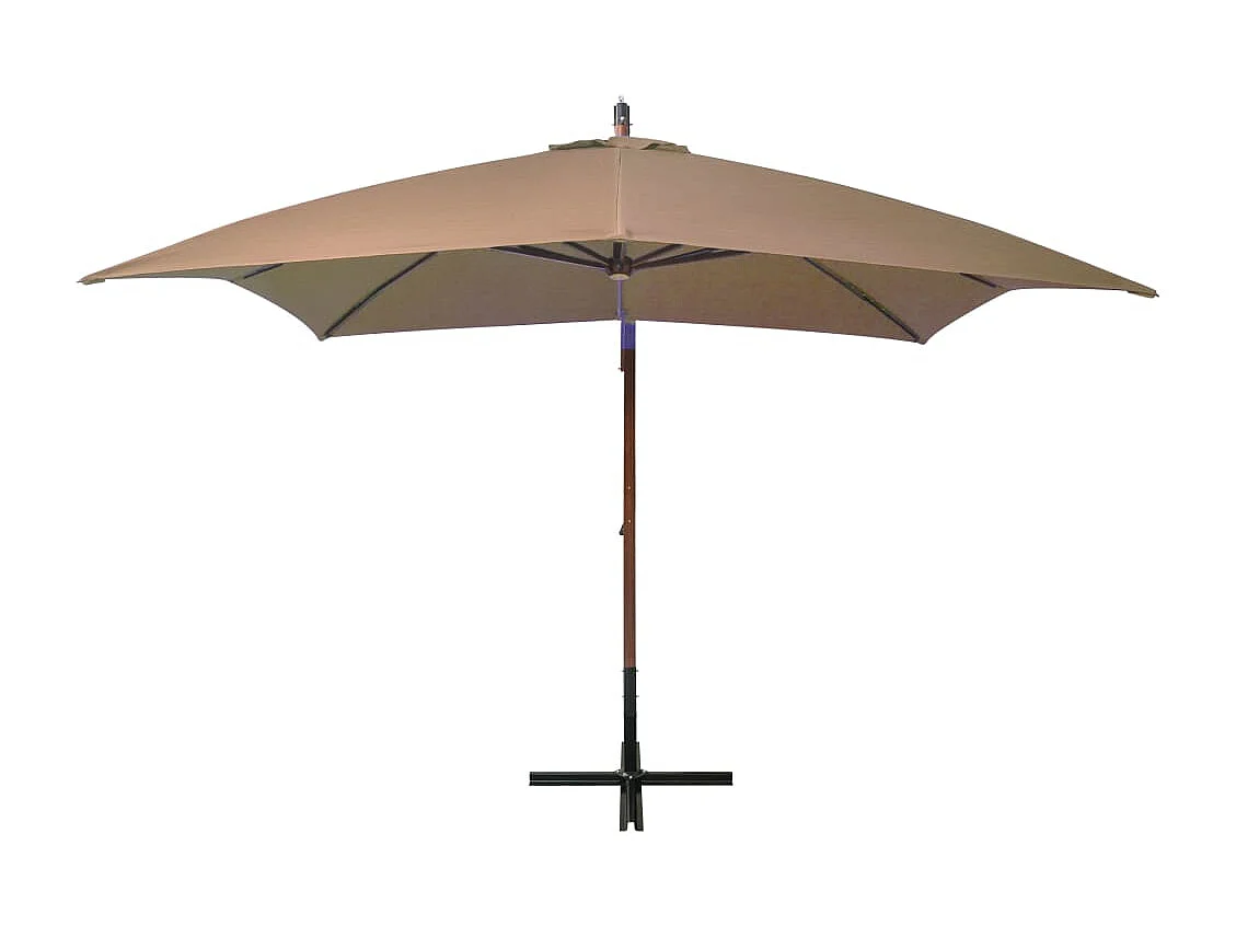 Parasol suspendu avec mât Taupe 3x3 m Bois de sapin massif