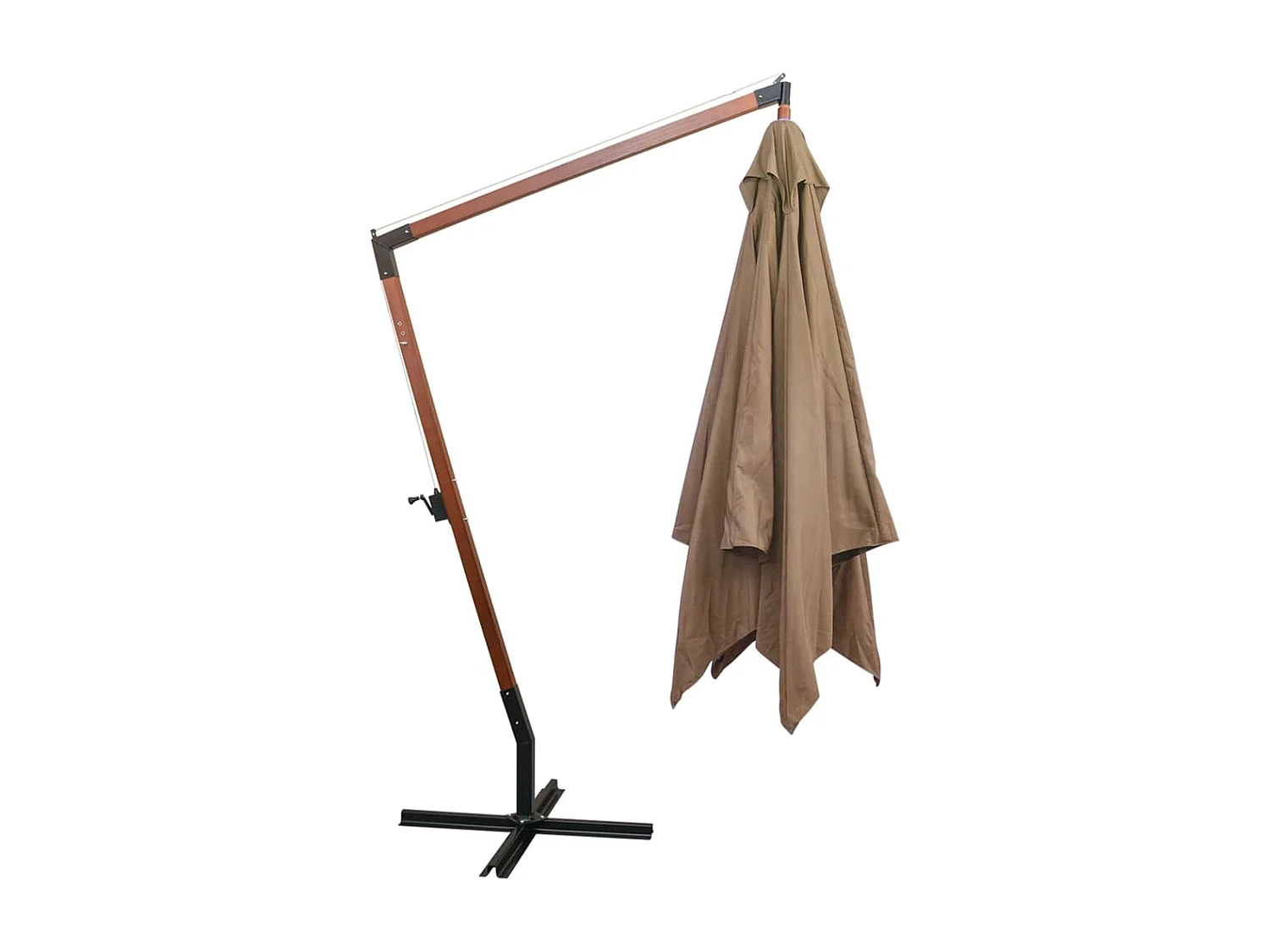 Parasol suspendu avec mât Taupe 3x3 m Bois de sapin massif