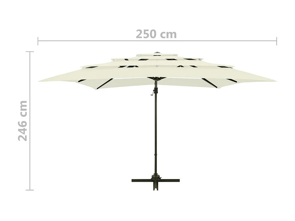 Parasol à 4 niveaux avec mât en aluminium Sable 250x250 cm