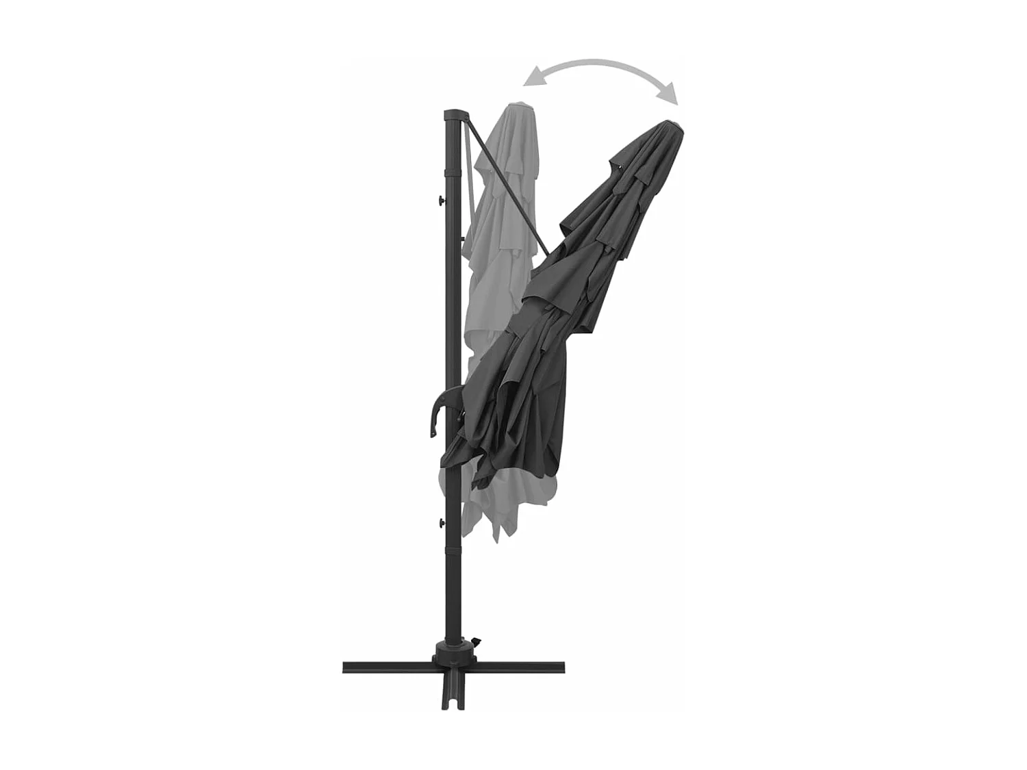 Parasol à 4 niveaux avec mât en aluminium Anthracite 250x250 cm