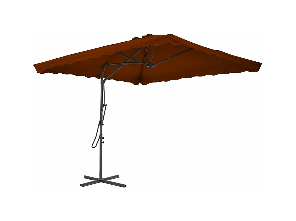 Parasol d'extérieur avec mât en acier Terre cuite 250x250x230cm