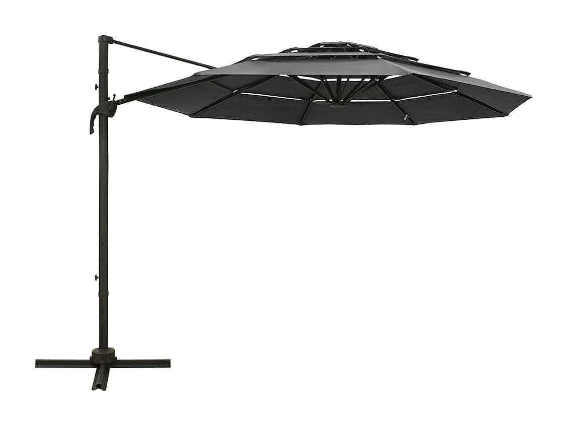 Parasol à 4 niveaux avec mât en aluminium Anthracite 3x3 m