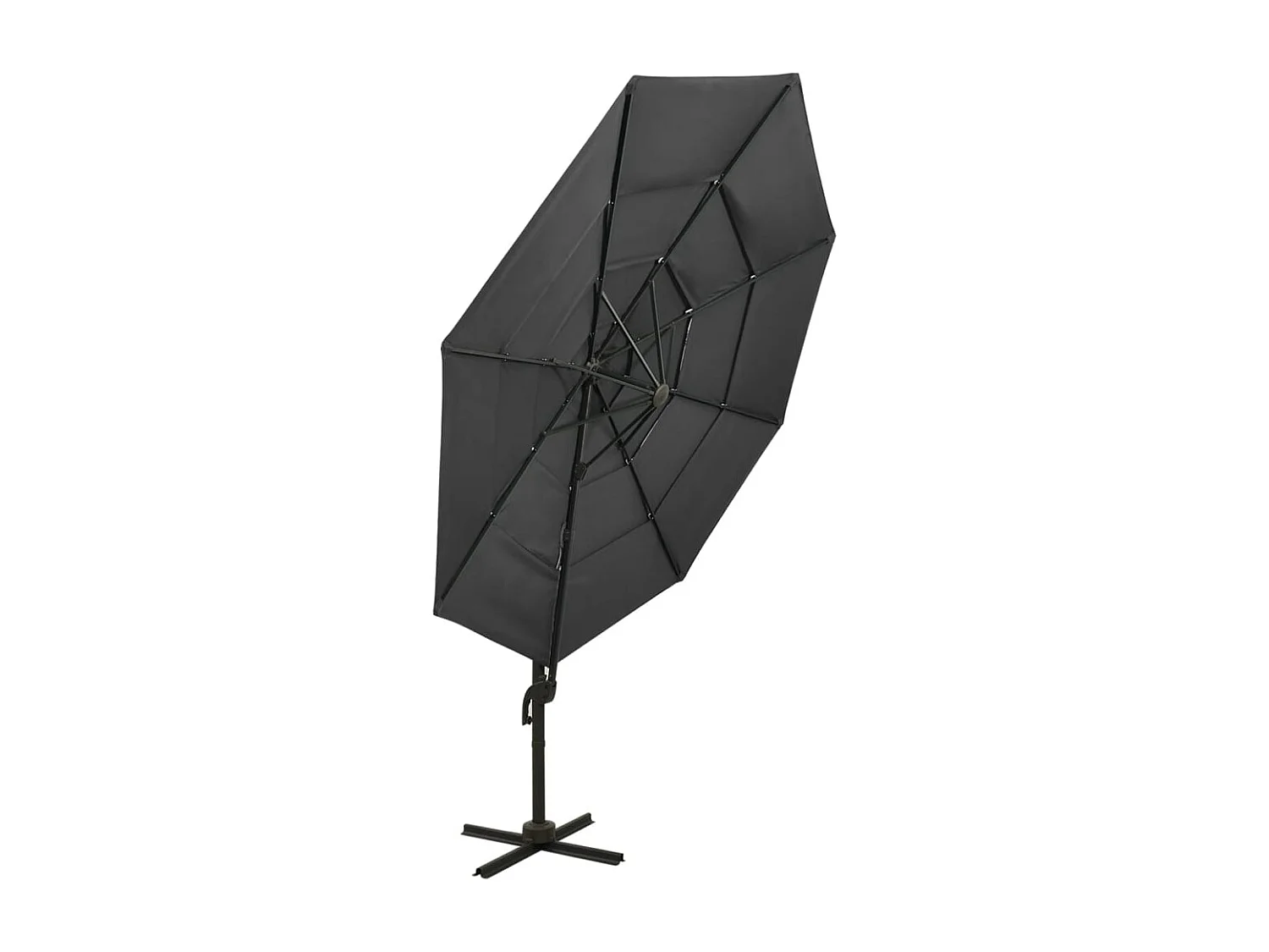 Parasol à 4 niveaux avec mât en aluminium Anthracite 3x3 m