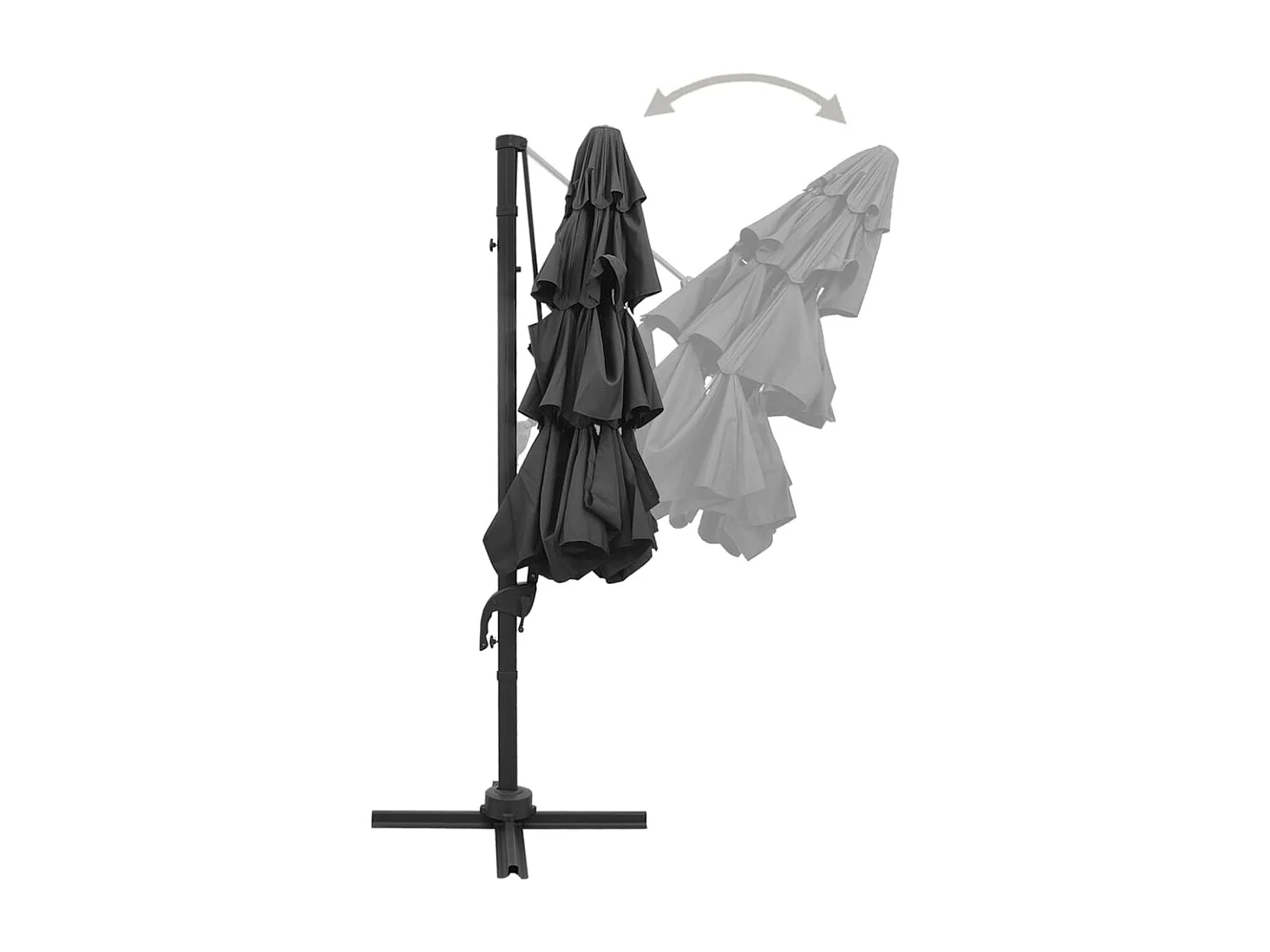Parasol à 4 niveaux avec mât en aluminium Anthracite 3x3 m