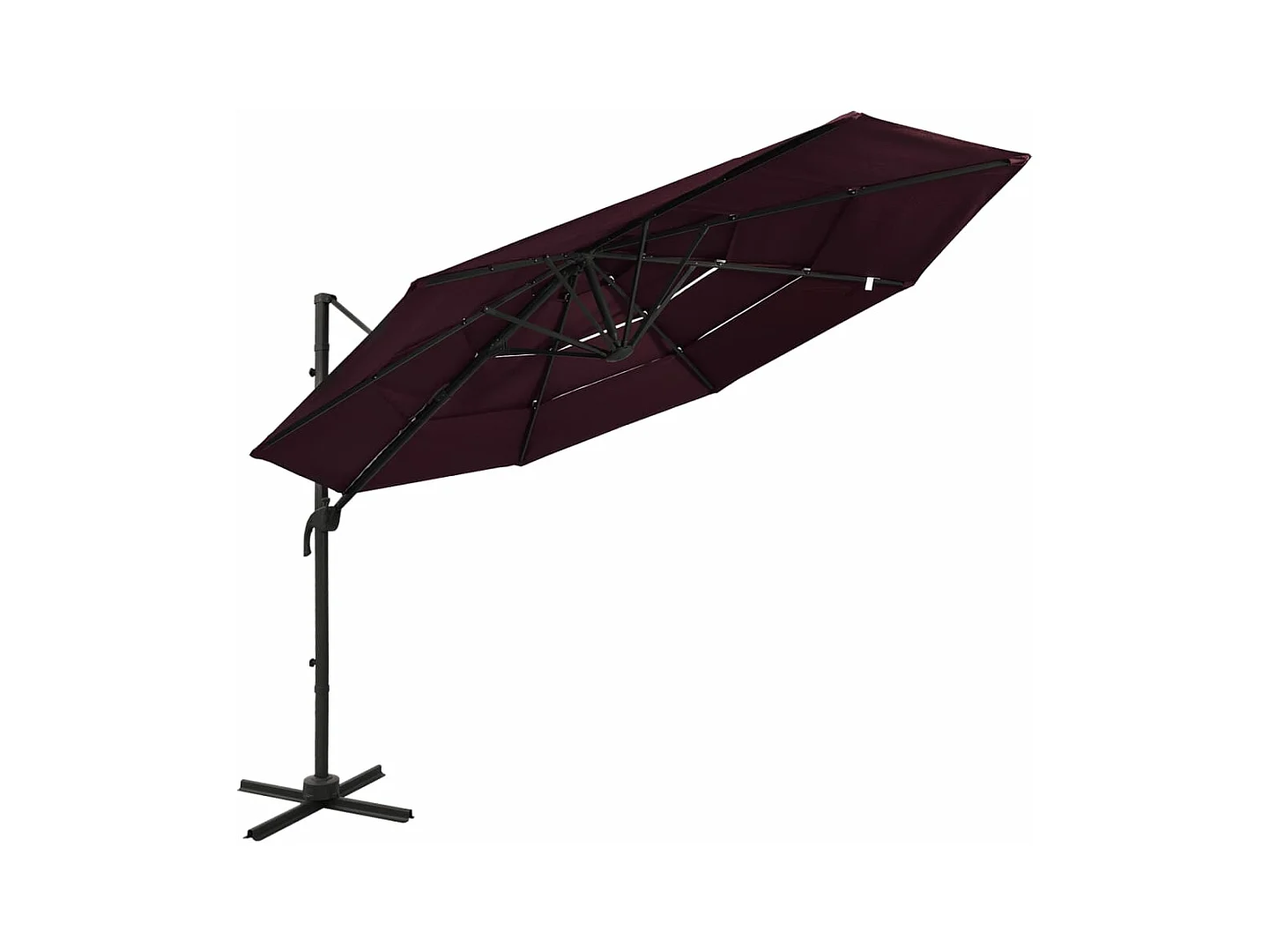 Parasol à 4 niveaux avec mât en aluminium Bordeaux 3x3 m