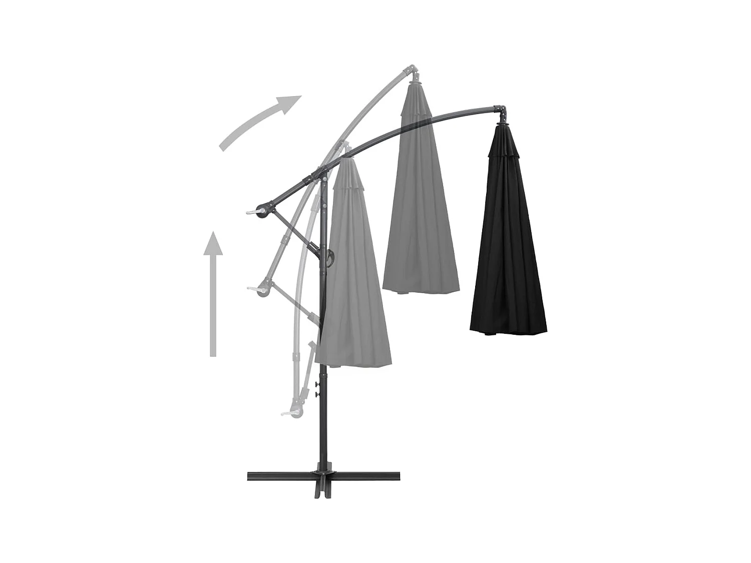 Parasol suspendu Noir 3 m Mât en aluminium