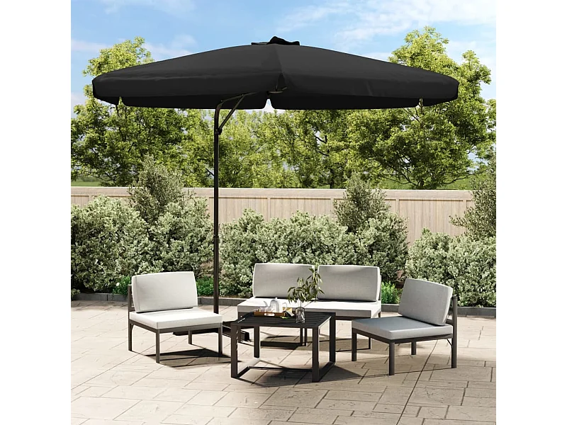 Parasol d'extérieur avec mât en acier 300 cm Noir