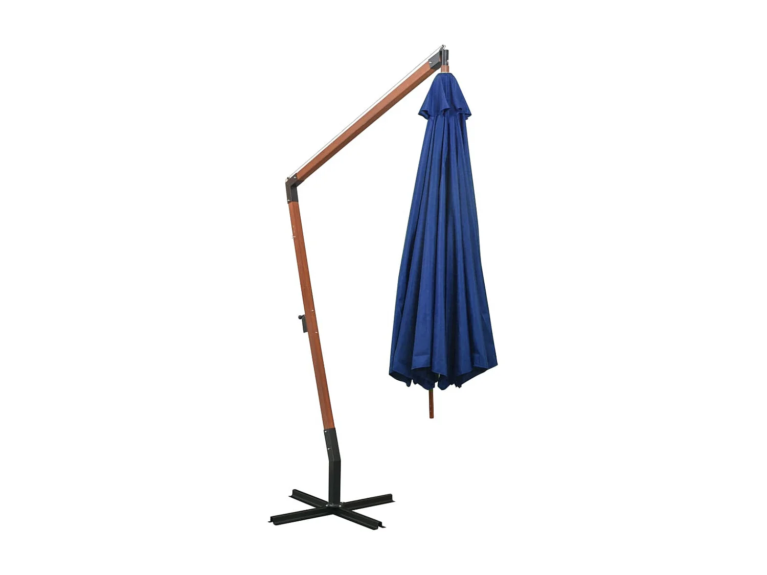 Parasol suspendu avec mât Bleu azuré 3,5x2,9 m Bois de sapin