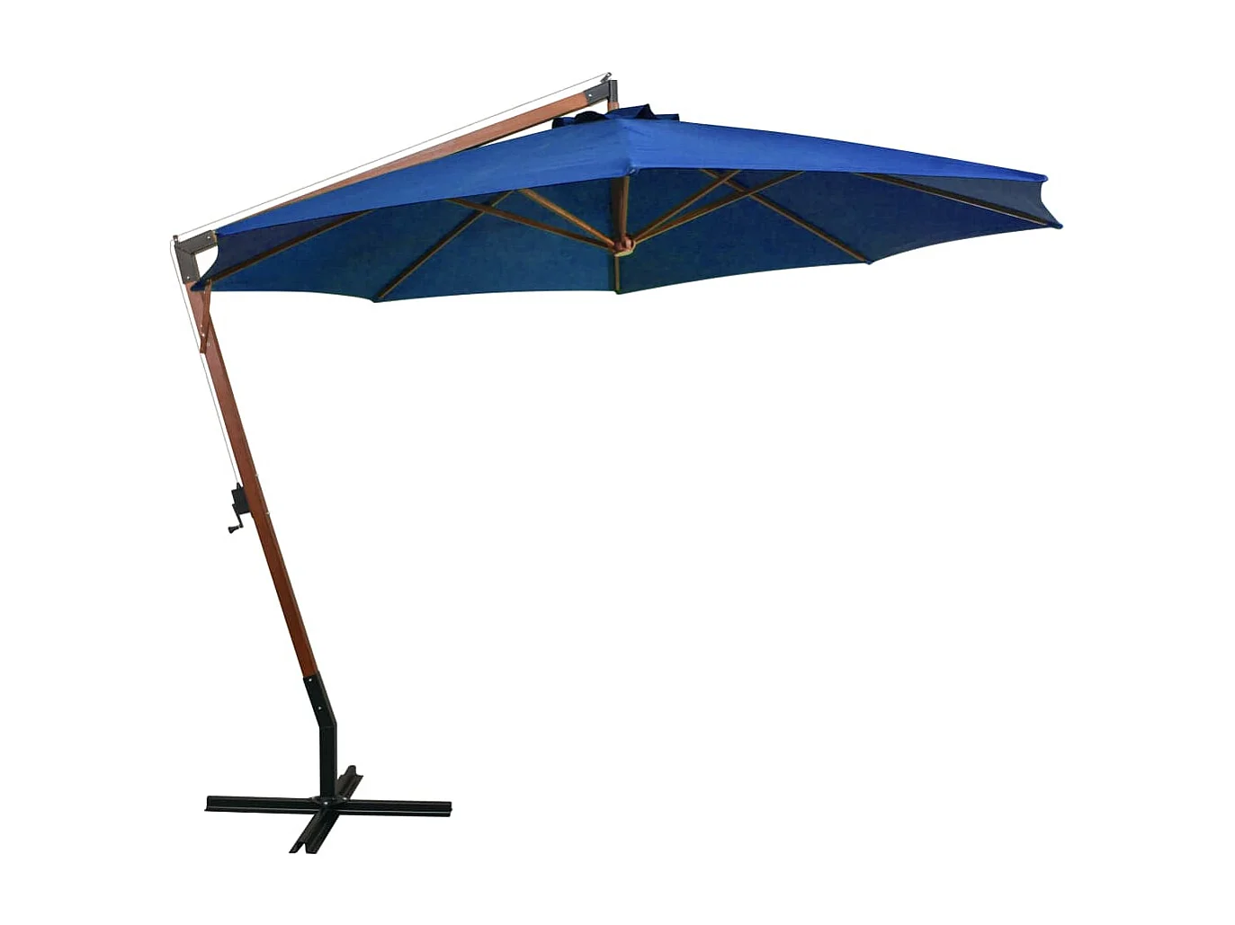 Parasol suspendu avec mât Bleu azuré 3,5x2,9 m Bois de sapin