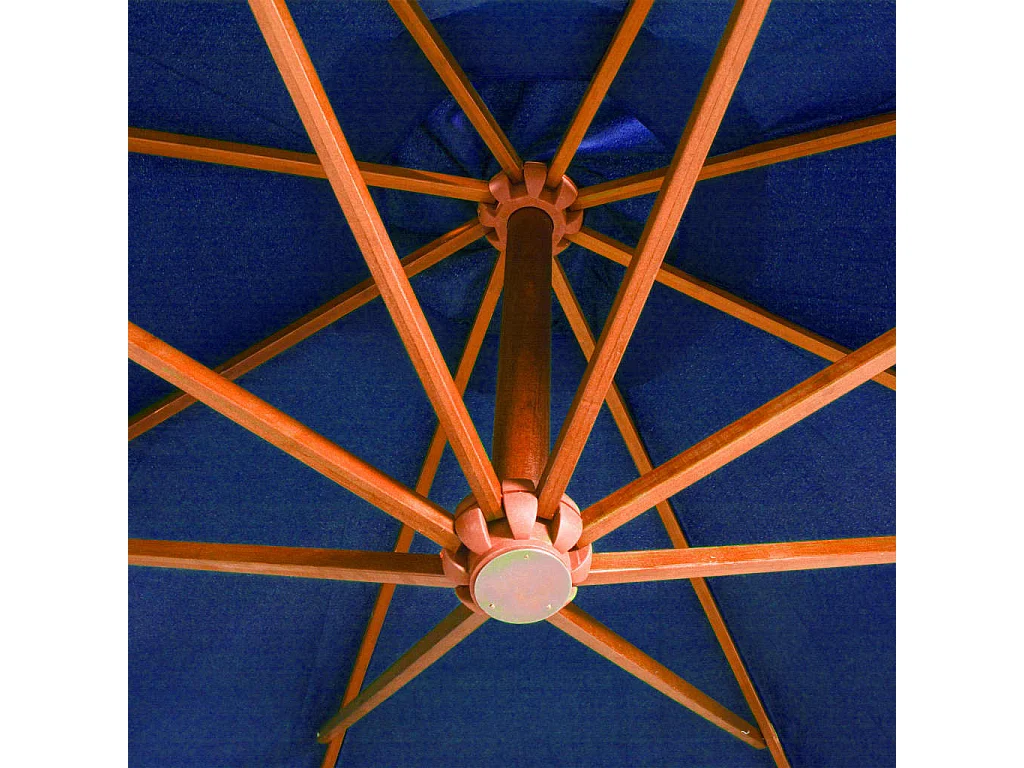 Parasol suspendu avec mât Bleu azuré 3,5x2,9 m Bois de sapin