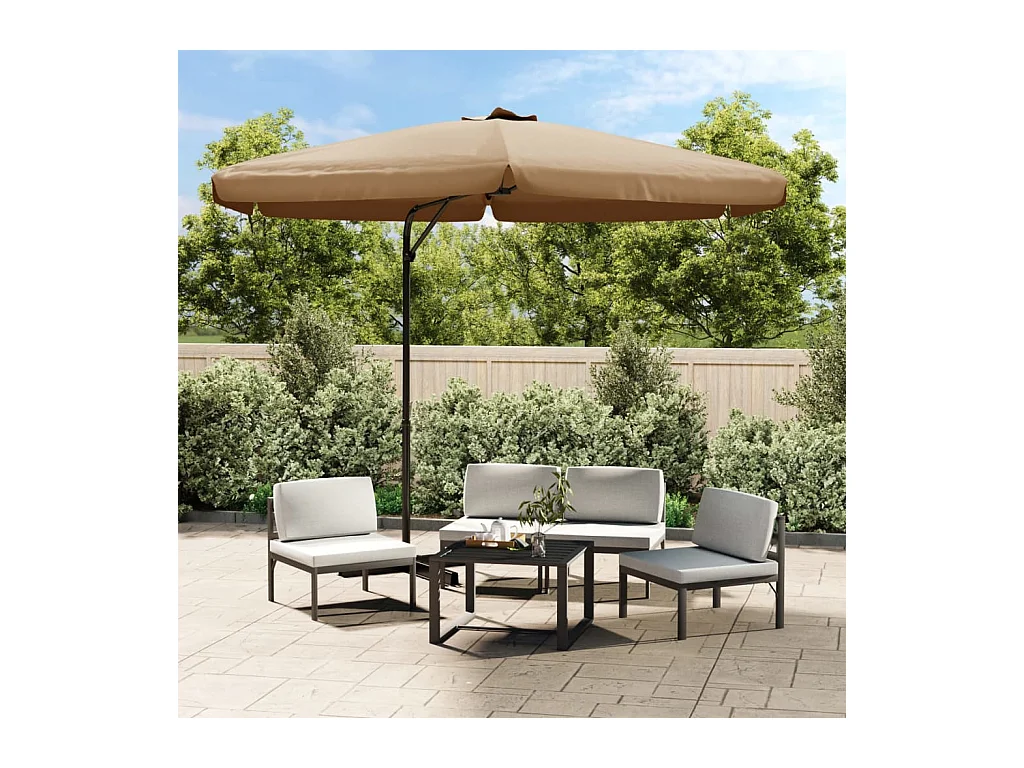 Parasol d'extérieur avec mât en acier 300 cm Taupe
