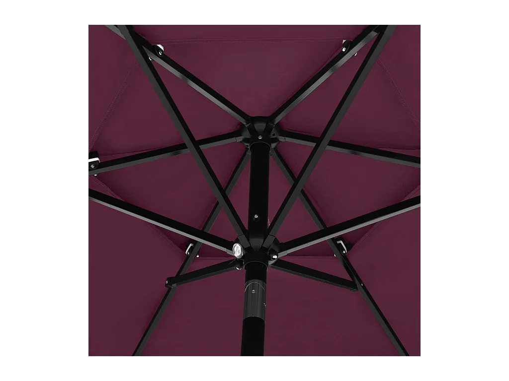 Parasol à 3 niveaux avec mât en aluminium Bordeaux 2,5 m