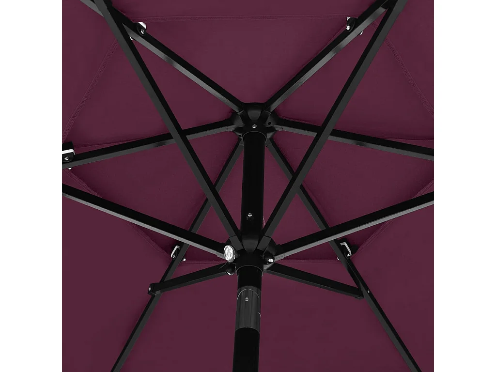 Parasol à 3 niveaux avec mât en aluminium Bordeaux 2,5 m