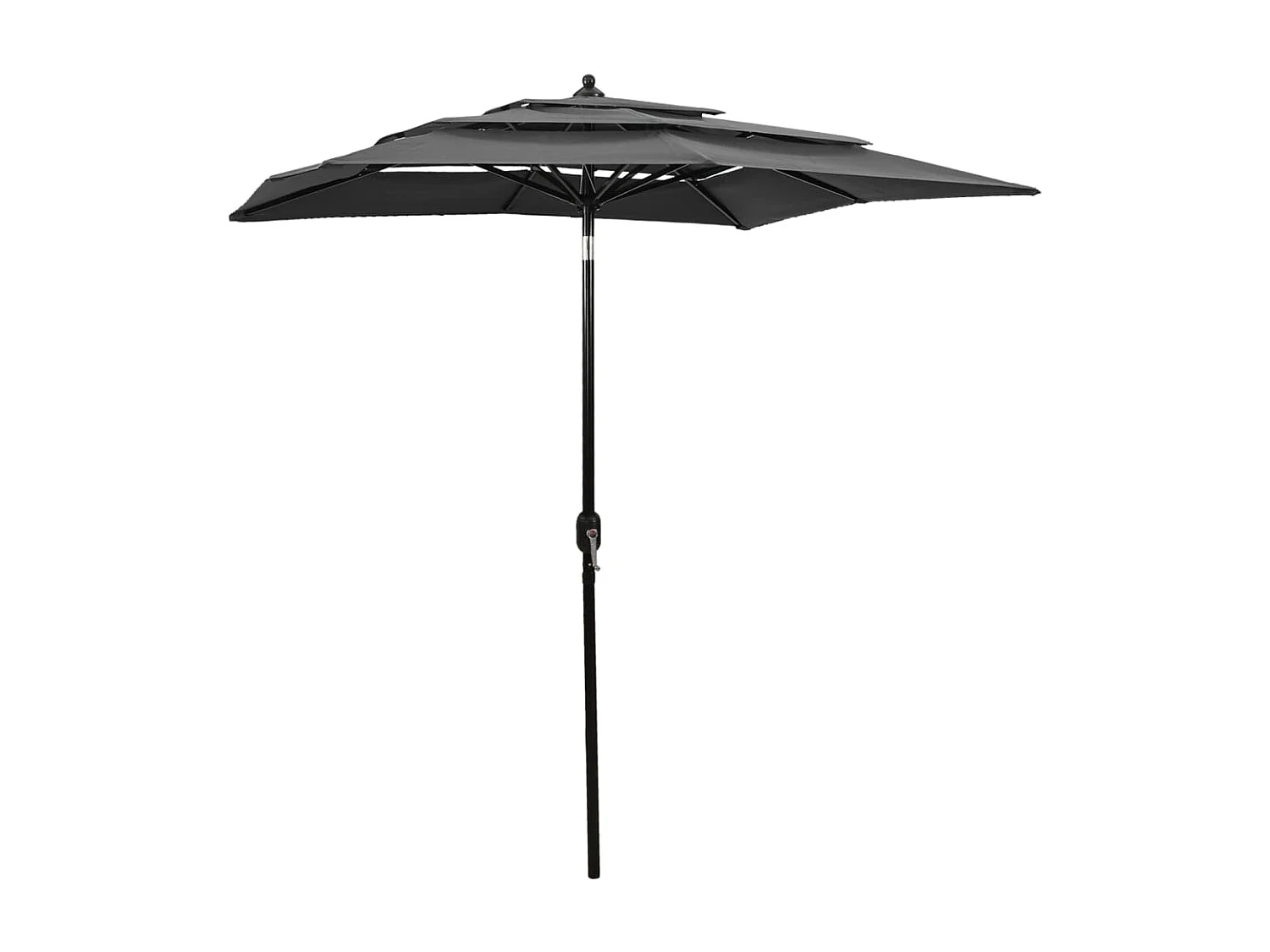 Parasol à 3 niveaux avec mât en aluminium Anthracite 2x2 m
